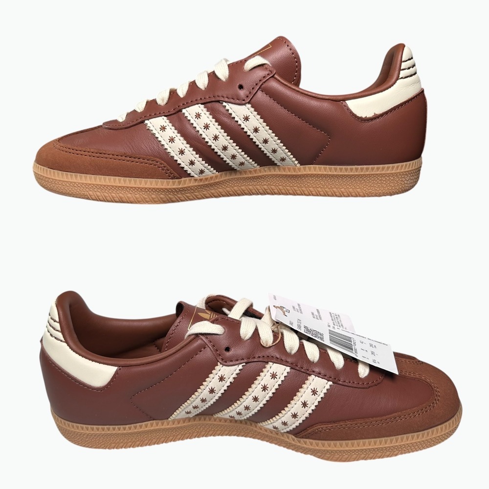 Adidas Samba OG W Women Size 9.5 Brown Leather Sneakers JR8821 Star Stripes - Picture 3 of 9